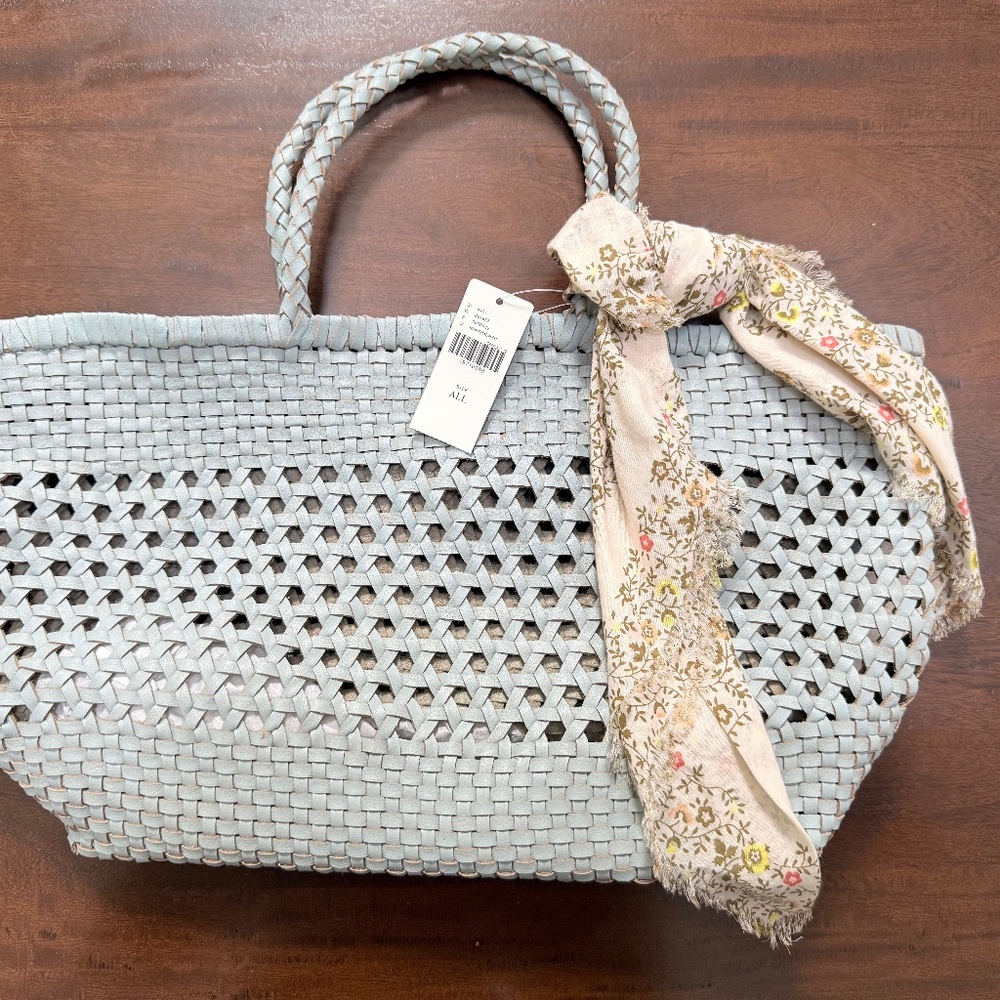 NWT Anthropologie leather woven bag